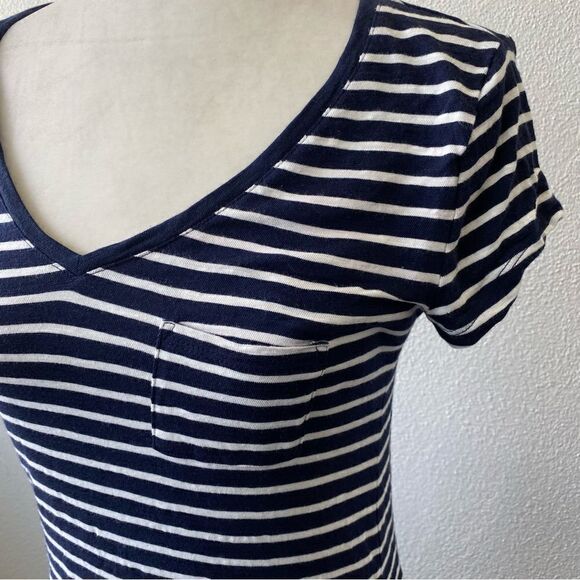 Gap Striped Cotton Tee Shirt Dress Blue White Pocket SZ XS - Picture 5 of 12